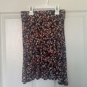 Black/Orange Floral Decree Skirt